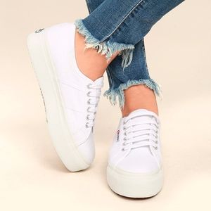 BRAND NEW white womens platform supergas